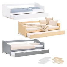 Gästebett Matratze Holzbett 90x200 Lattenrost Tagesbett ausziehbar Homestyle4u