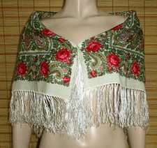 BUNTES TRACHTENTUCH - SCHULTERTUCH - WOLLE/V. - VINTAGE - WIE NEU - 77 x 70 cm