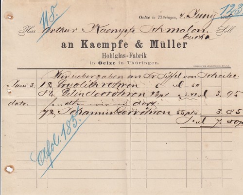 Oelze rechnung 1879 - 1879,, kaempfe