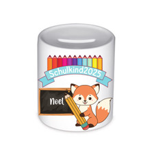 Spardose Einschulung Fuchs – Schulkind 2025 – mit Name personalisiert
