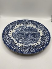 4 Vintage Teller, 17‘ Century England, Royal Tudor Ware, Farbe Blau,Sammlung