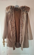 Looxent Damen Mantel mit Fell-/Stepp-Innenfutter - hell khaki/taupe - Gr.  40