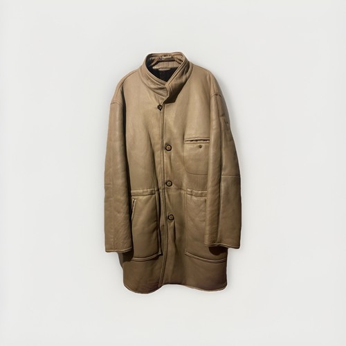 Brauner ledermantel shearling - ledermantel,