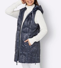 Damen Daunenweste Wendeweste Kapuzenweste marine rauchblau NEU