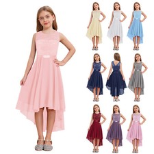 DE Kinder Mädchen Festlich Chiffonkleid Ärmellos Blumenmädchenkleider Partykleid