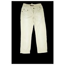 CAMBIO Damen Stretch Jeans 7/8 Hose Stoff Cargo mid Rise 34 S W26 L30 beige dünn