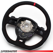 Tausch Alcantara S-LINE Lenkrad abgeflacht für Audi A4,A6,A8,Q7 mit DSG ROT RING