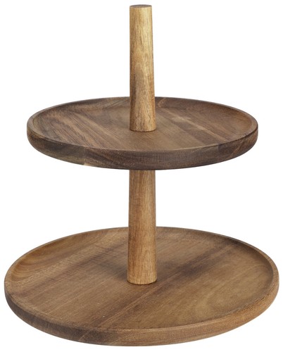 Akazienholz etagere stöckig - akazienholz, 2-stöckig
