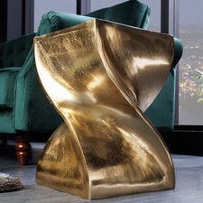 Skulp­tu­raler Beistelltisch TWIST - 45cm - gold - Aluminium handmade Sitzhocker