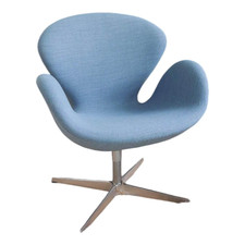 Fritz Hansen Sessel Der Schwan Stoff Christianshavn Hellblau Grau 