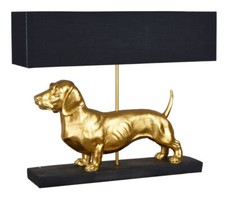 Tischlampe Dackel Fensterbank Hundefigur Nachttischlampe Hund Tischleuchte 60cm