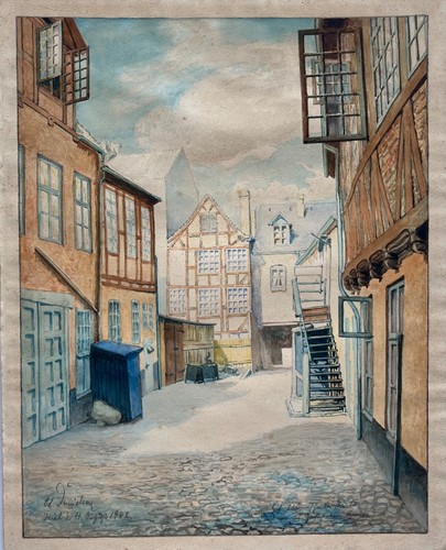 Aquarell hinterhof kiel - aquarell, in