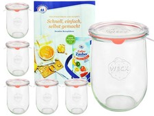 6 Weck Gläser 1062ml Tulpenglas 1L Sturzglas Deckel Gummi Klammer Einmachglas