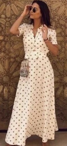Zara maxikleid creme braun - maxikleid,