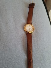 Iseco TTC Longlife Armbanduhr, Vergoldet, Lederband