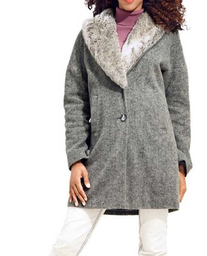 Damen wollflauschmantel m - ,