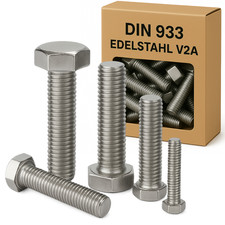 Sechskantschrauben metrisch DIN 933 Edelstahl V2A Maschinen Gewinde Schrauben
