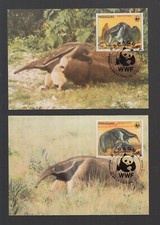 Paraguay 1985 WWF Ameisenbär und Riesengürteltier auf 4 Luxus Maximumkarten