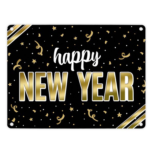 Happy new year metallschild - happy,