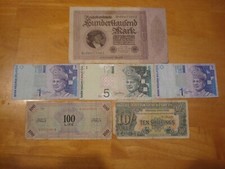 Kleine Sammlung alter Banknoten (Deutschland, Großbritannien, Italien, Malaysia)