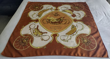HERMÈS Vintage Seidentuch - Federn - hellbraun/bunt - 90 x 90 cm