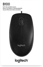 Logitech B100 Maus mit Kabel, USB-Anschluss, 800 DPI Optischer Sensor, 3 Tasten,