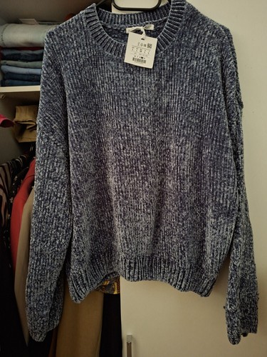 Oversize-Pullover,chenille,bla