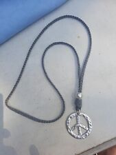 Peace Hippie Friedenssymbol Metall Halskette Kordel Perle Flower Power Schmuck