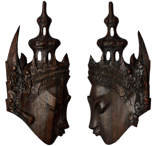 Wandmasken handgeschnitzt - 2,