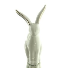 GASPER Oster-Deko Hase Weiß mit goldfarbenen Linien 15 cm - Keramik