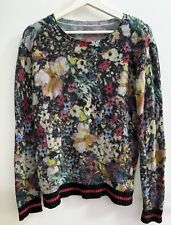 Frogbox Feinstrick Pullover Blumenmuster Glitzer Bündchen weich Yak Wolle Gr. 38