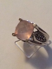 La Luna Rosenquarz Tansanit Gigant Ring 925 Silber rhod. 