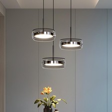 Aleaty LED Pendelleuchte Hängeleuchte 3 Köpfe Kristall Glas Fernbedienung