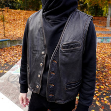 Vintage Vera Pelle Leder Weste XL Biker Kutte Motorrad Rocker Lederweste Italy 