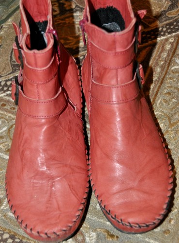 Lederstiefelette ykk rostrot - lederstiefelette,
