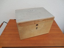 Vintage Schließfach Bank Safe Tresor Holz Alublech 50er 60er 33 x24x22 cm (B)2