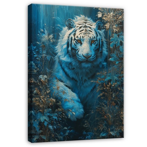 Leinwand tiger blau weiß - blau,