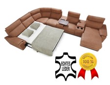 PREMIUM WOHNLANDSCHAFT 293 x 436 ECHTLEDER U-FORM COGNAC BRAUN RELAXFUNKTION !