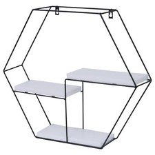 B-Ware Wandregal MCW-K76, 3 Regalböden Metall Massiv-Holz 43x49x11cm, weiß