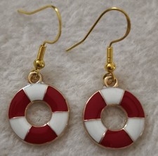 Ohrringe Rettungsring vintage Sommer weiß rot Rockabilly nautisch Seefahrt navy