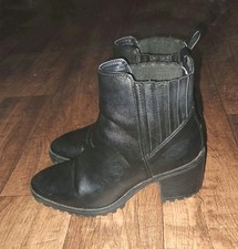 Damen Stiefeletten mit Blockabsatz von Zara Basic, Gr. 37, schwarz