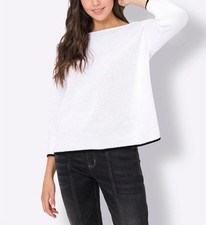 Mode von Heine Damen Pullover Oberteil 3/4 Arm U-Boot-Ausschnitt weiss Gr. 48 