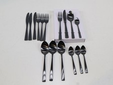 Gimex Besteckset Edelstahl 16-teilig schwarz Campingbesteck Outdoor