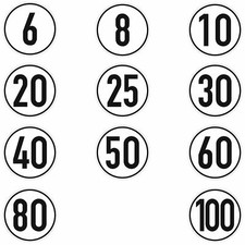 Geschwindigkeitsschild, Geschwindigkeitsaufkleber 20cm Durchmesser nach Anfor...