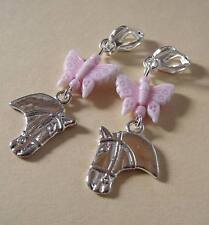 OHRCLIPS ZIERLICHE  KINDEROHRCLIPS  PFERDEKOPF SCHMETTERLING ROSA