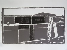 SEHR große Grafik HORST BARTELS  " BERLIN D " Linoldruck SIGNIERT