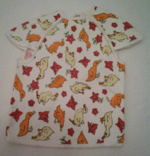 Weiß/buntes Lätzchen mit kurzem Arm RETRO 3-6 Monate