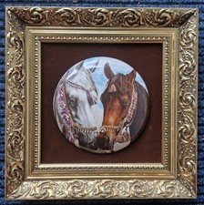 ARABER PFERDE Porzellan Bild mit Rahmen STAFFORDSHIRE ENGLAND Handgefertigt RAR