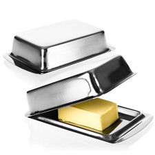 2x Butterdose - Große Butterglocke aus Edelstahl - Butterschale mit Deckel