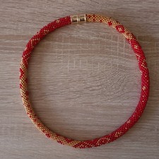 Glasperlenkette, Halskette, Perlenkette, gehäkelt, Collier 